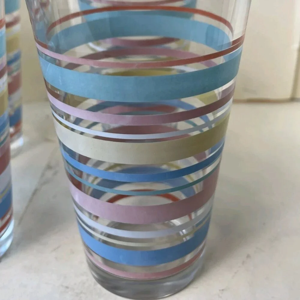 Vintage Culver Fiesta Highball Glasses Set of 4 Gold Barware